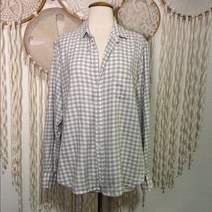 Frank & Eileen Eileen Fit Gray and White Cotton/Tencel Long Sleeve Flannel L
